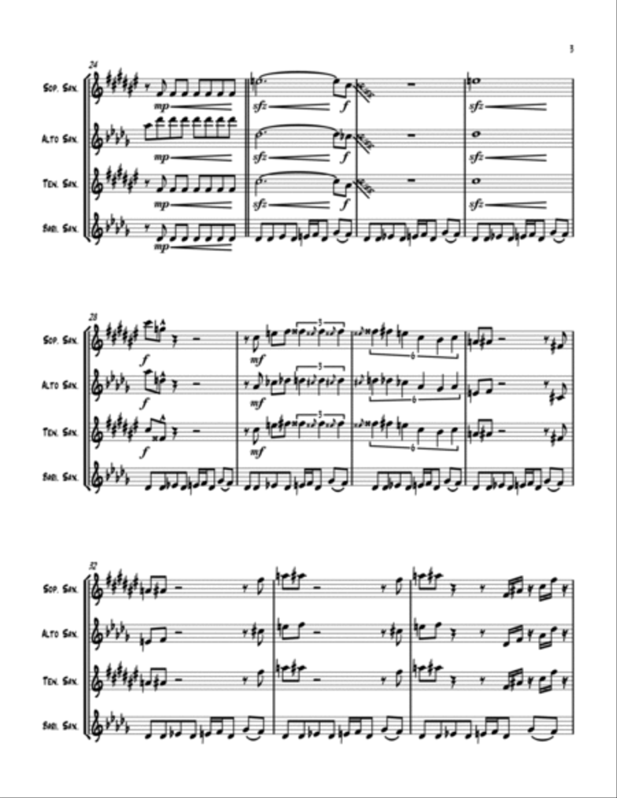 Peter Gunn Peter Gunn Saxophone Quartet scores gallery preview page 5