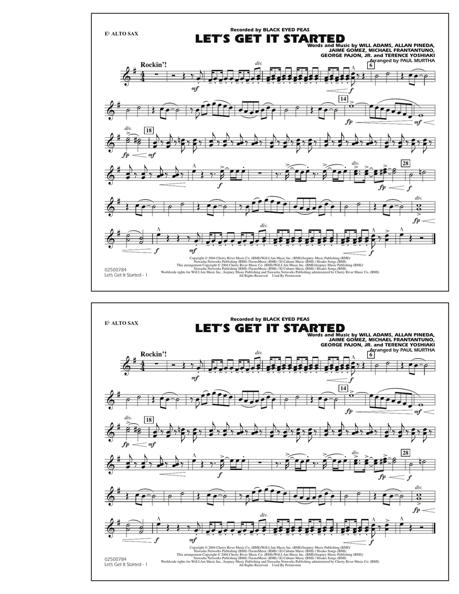 Let's Get It Started - Eb Alto Sax Marching Band scores gallery preview page 1