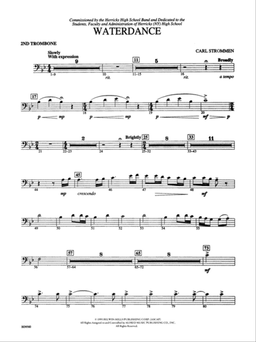 Waterdance: 2nd Trombone Waterdance: 2nd Trombone Concert Band scores gallery preview page 1