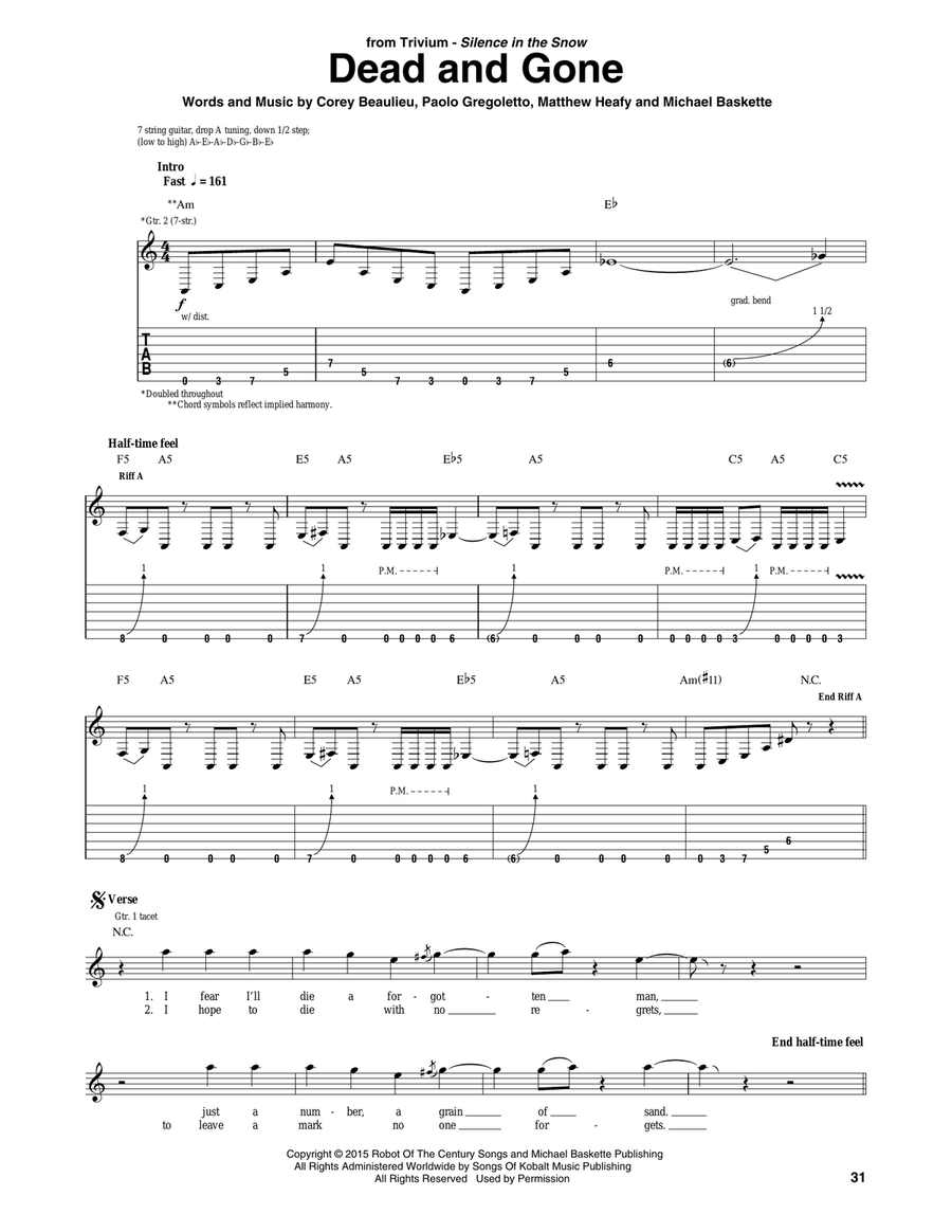 Dead And Gone Acoustic Guitar scores gallery preview page 1
