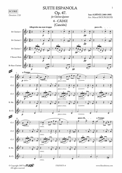 Suite Espagnola, Opus 47 - 4: Cadiz (Cancion) image number null