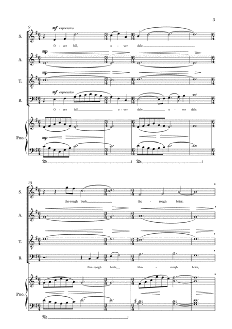 Three Shakespeare Nocturnes 4-Part scores gallery preview page 5