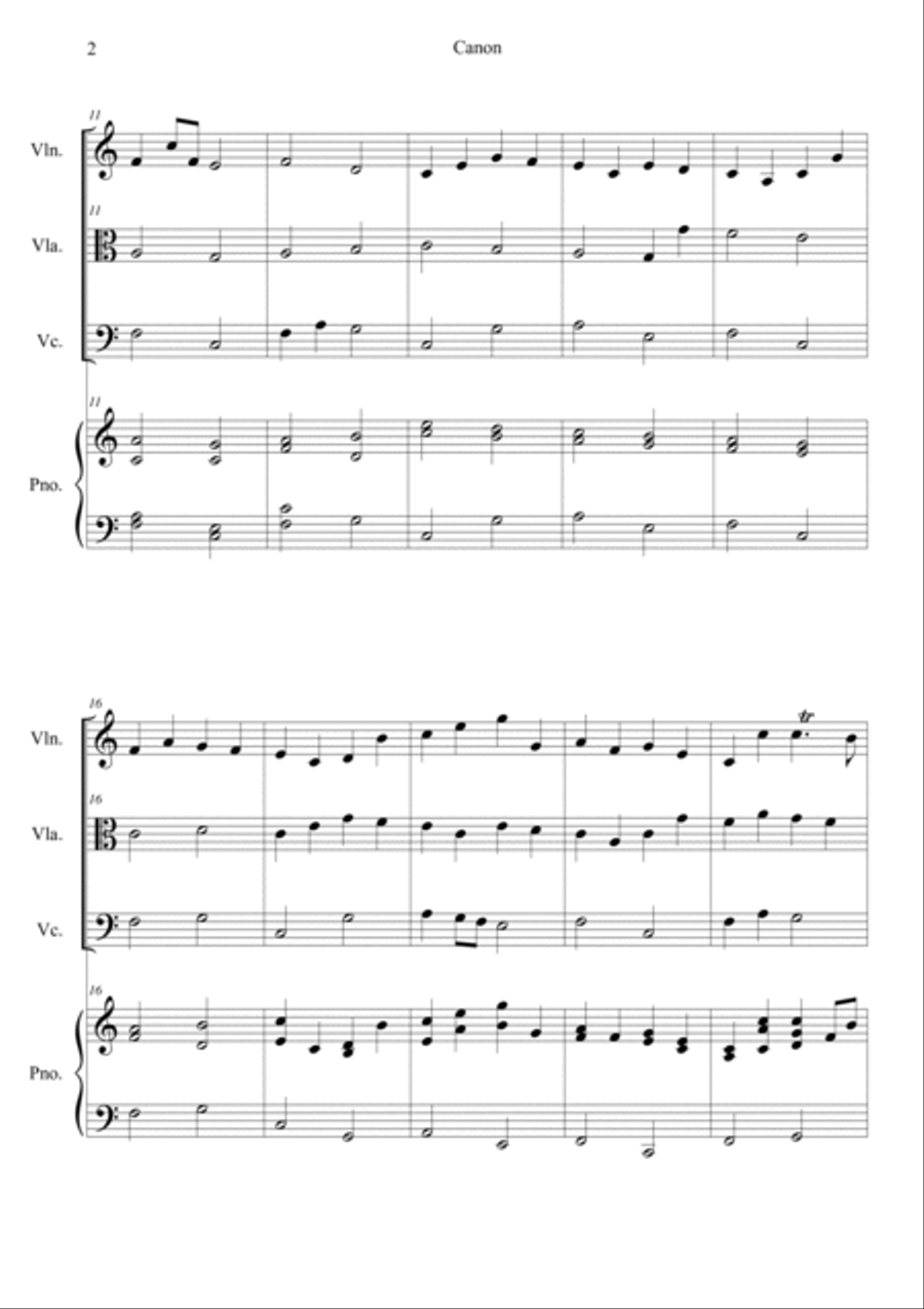 Canon in C Piano Quartet scores gallery preview page 2