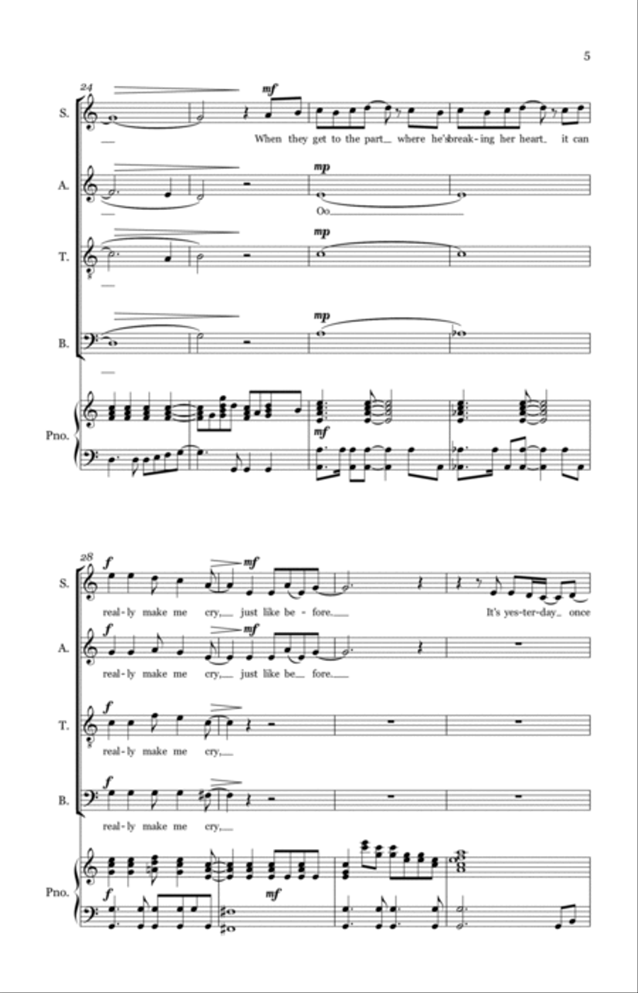 Yesterday Once More Yesterday Once More 4-Part scores gallery preview page 5