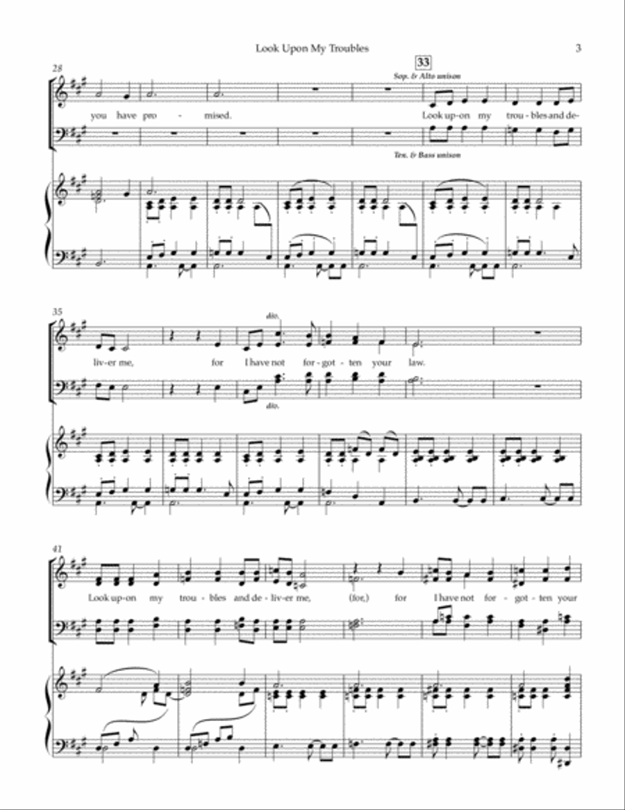 Look Upon My Troubles - SATB 4-Part scores gallery preview page 3