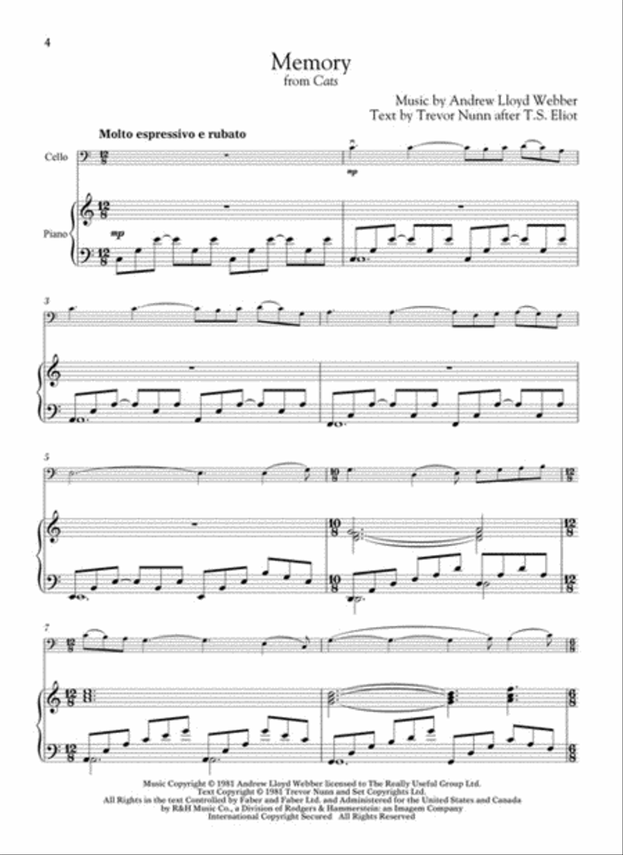 Andrew Lloyd Webber for Classical Players – Cello and Piano Piano Accompaniment scores gallery preview page 3