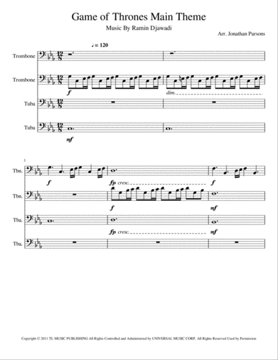 Game Of Thrones Small Ensemble scores gallery preview page 1