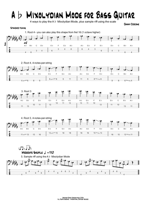 Ab Mixolydian Mode for Bass Guitar (4 Ways to Play)