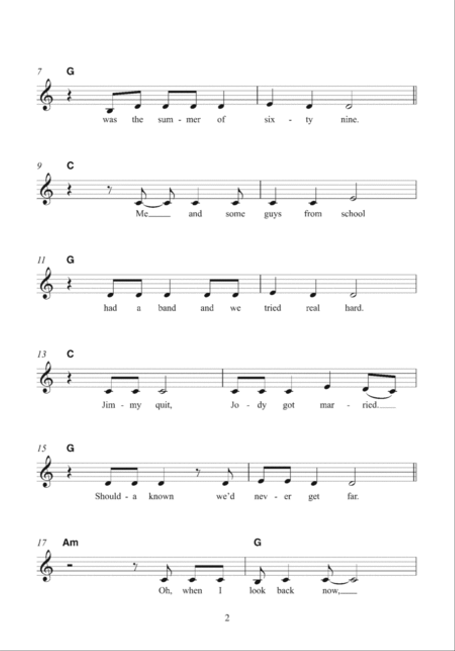 Summer Of '69 Ukulele scores gallery preview page 2