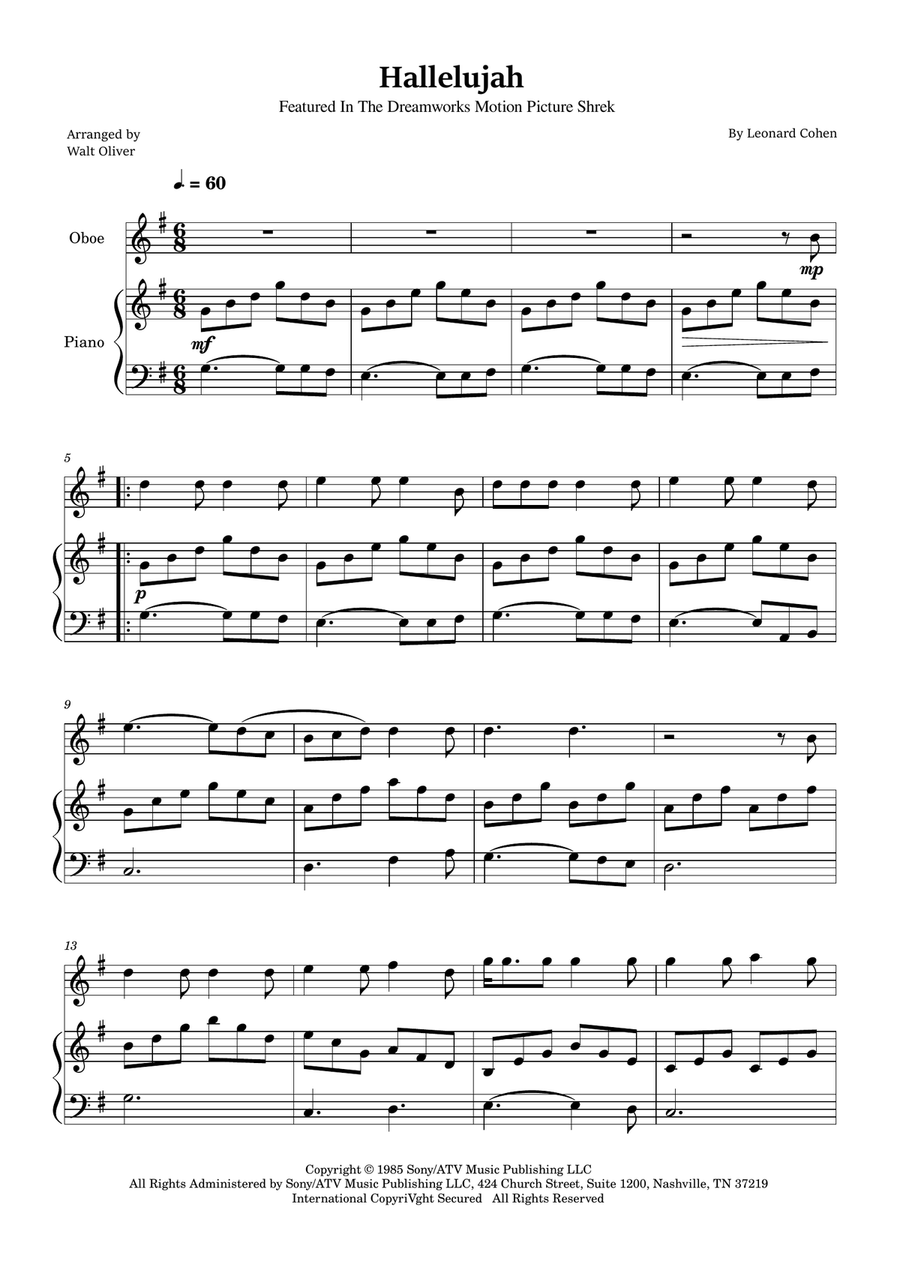 Hallelujah Piano scores gallery preview page 1