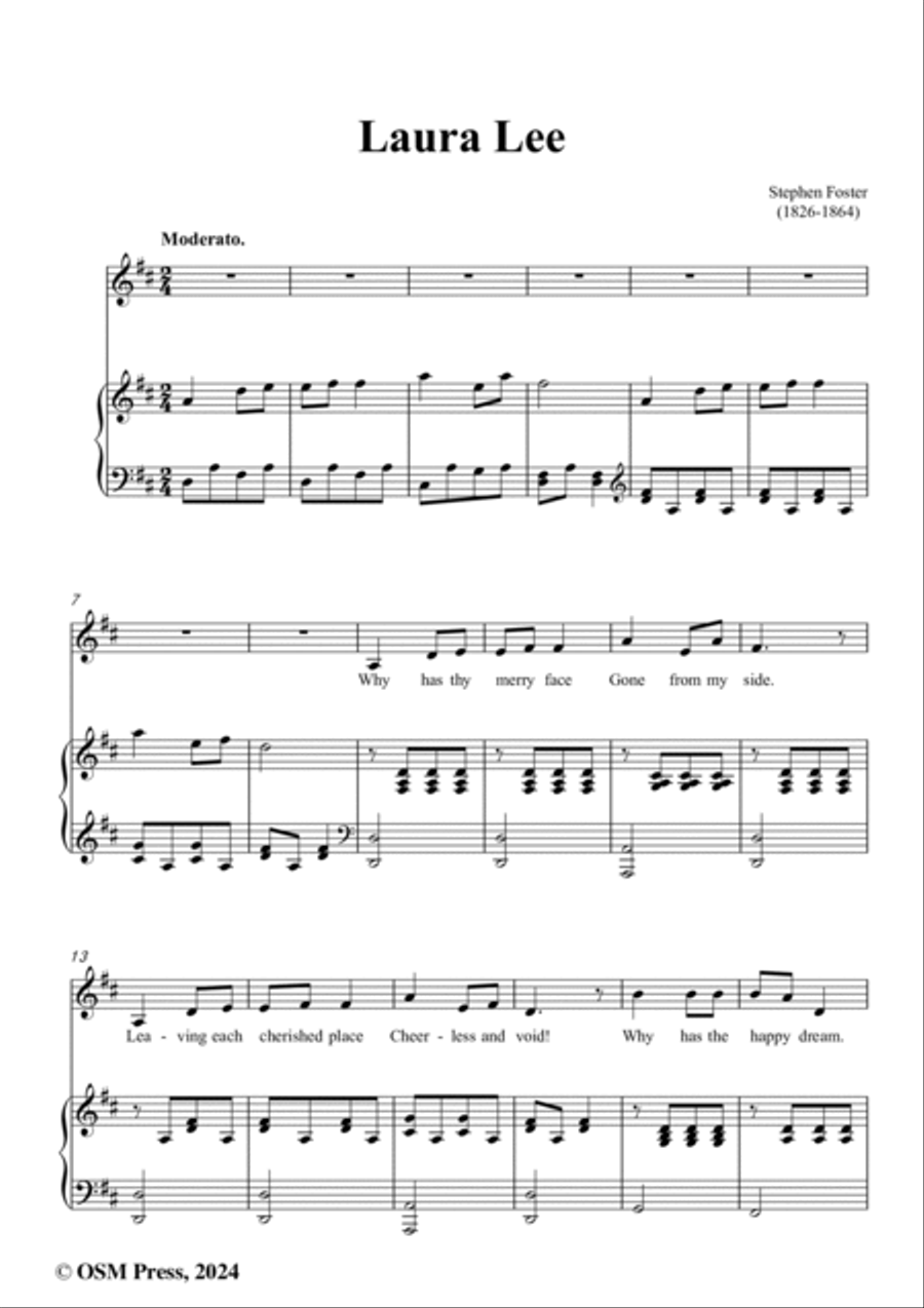 S. Foster-Laura Lee,in D Major Voice scores gallery preview page 2