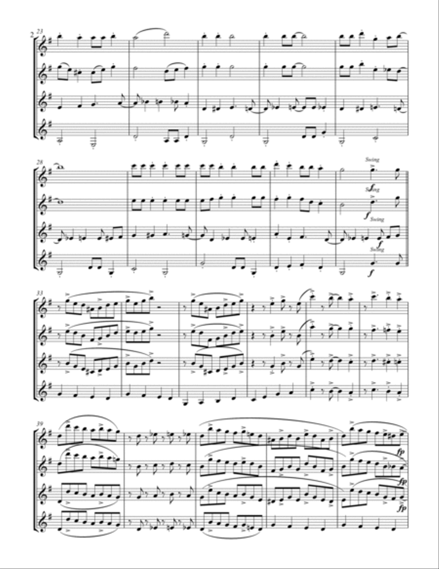 Jingle Bells (for Clarinet Quartet) Clarinet Quartet scores gallery preview page 3
