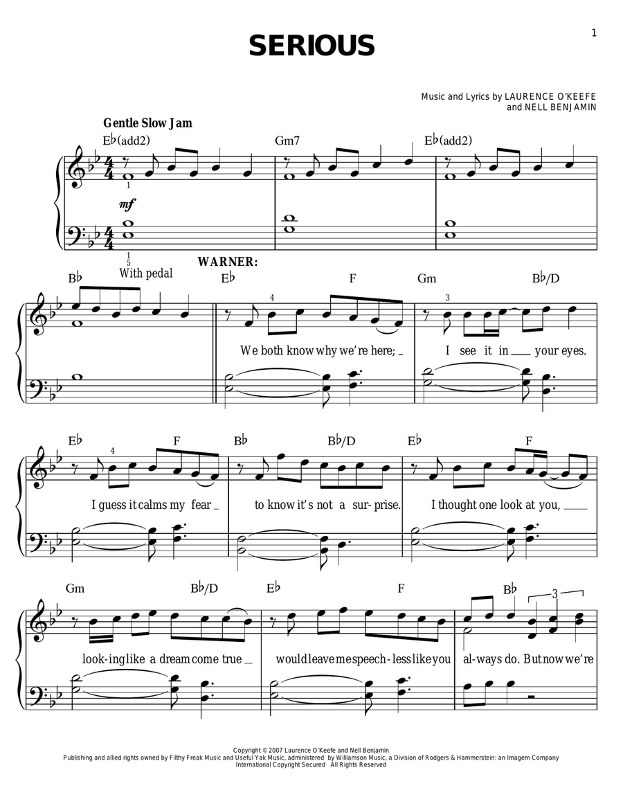 Serious Serious Easy Piano scores gallery preview page 1