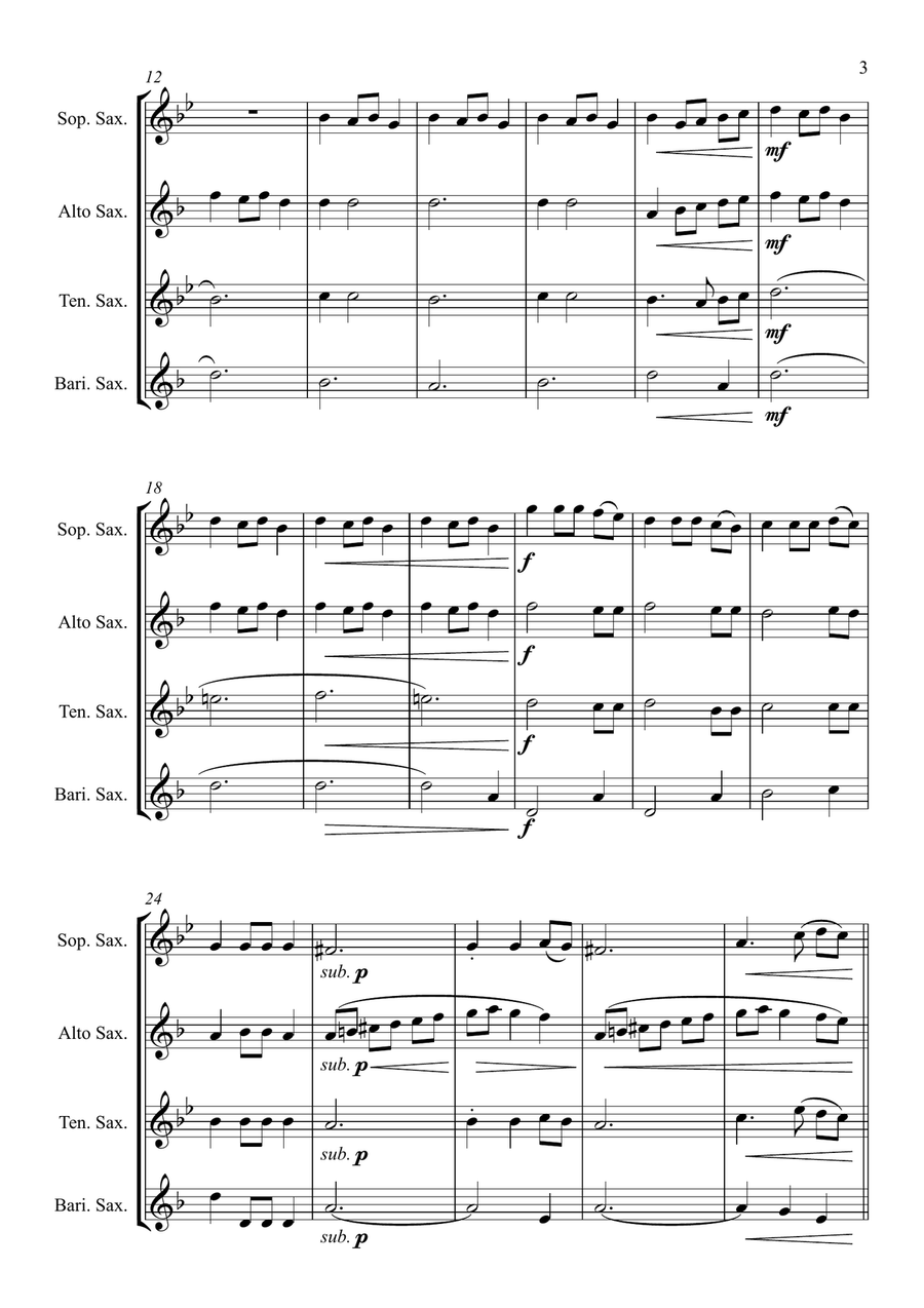 Fantasia on the Ukrainian Bell Carol - for Saxophone Quartet Saxophone Quartet scores gallery preview page 3