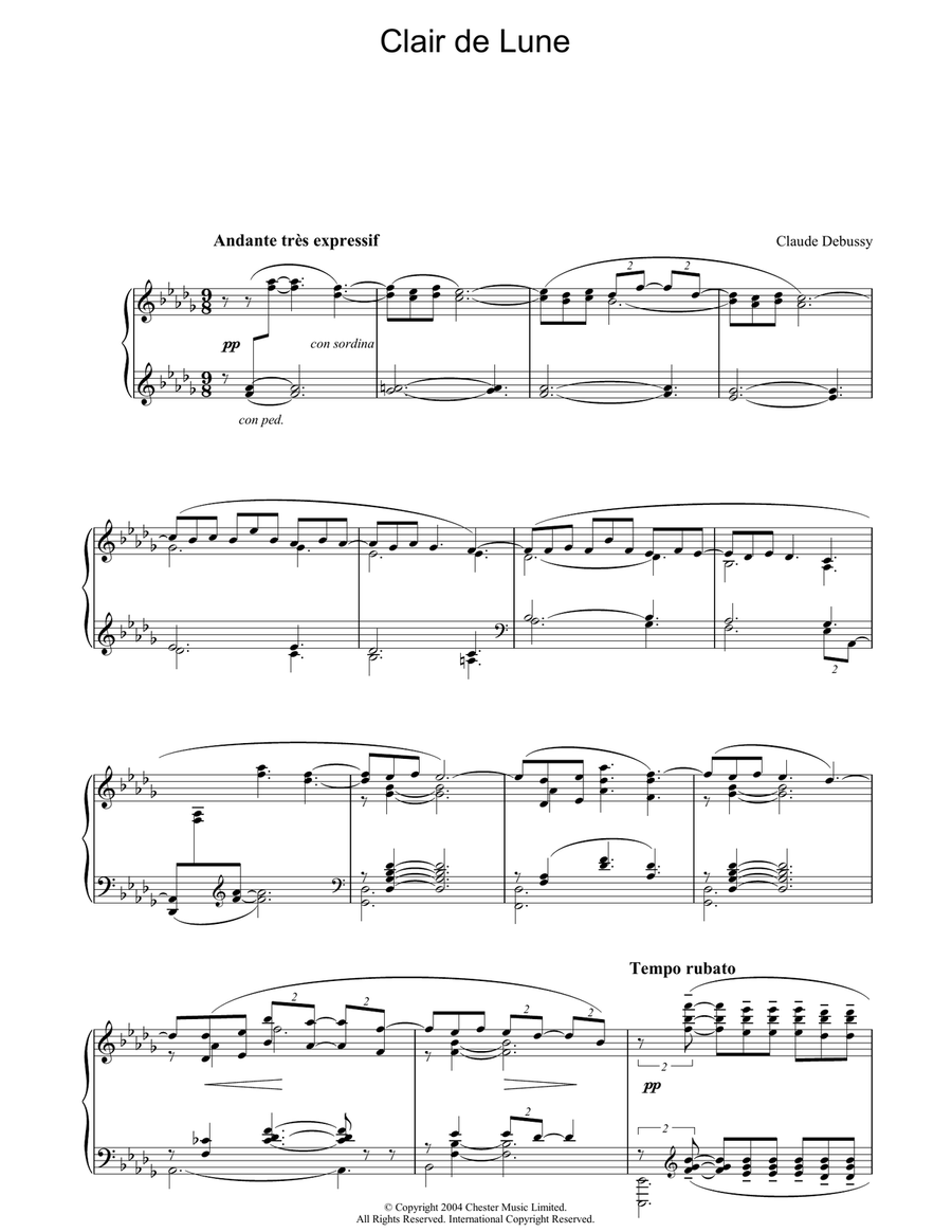 Clair de Lune Piano Solo scores gallery preview page 1