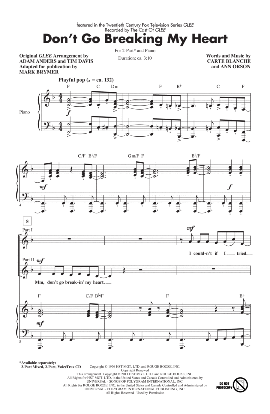 Don't Go Breaking My Heart (arr. Mark Brymer)