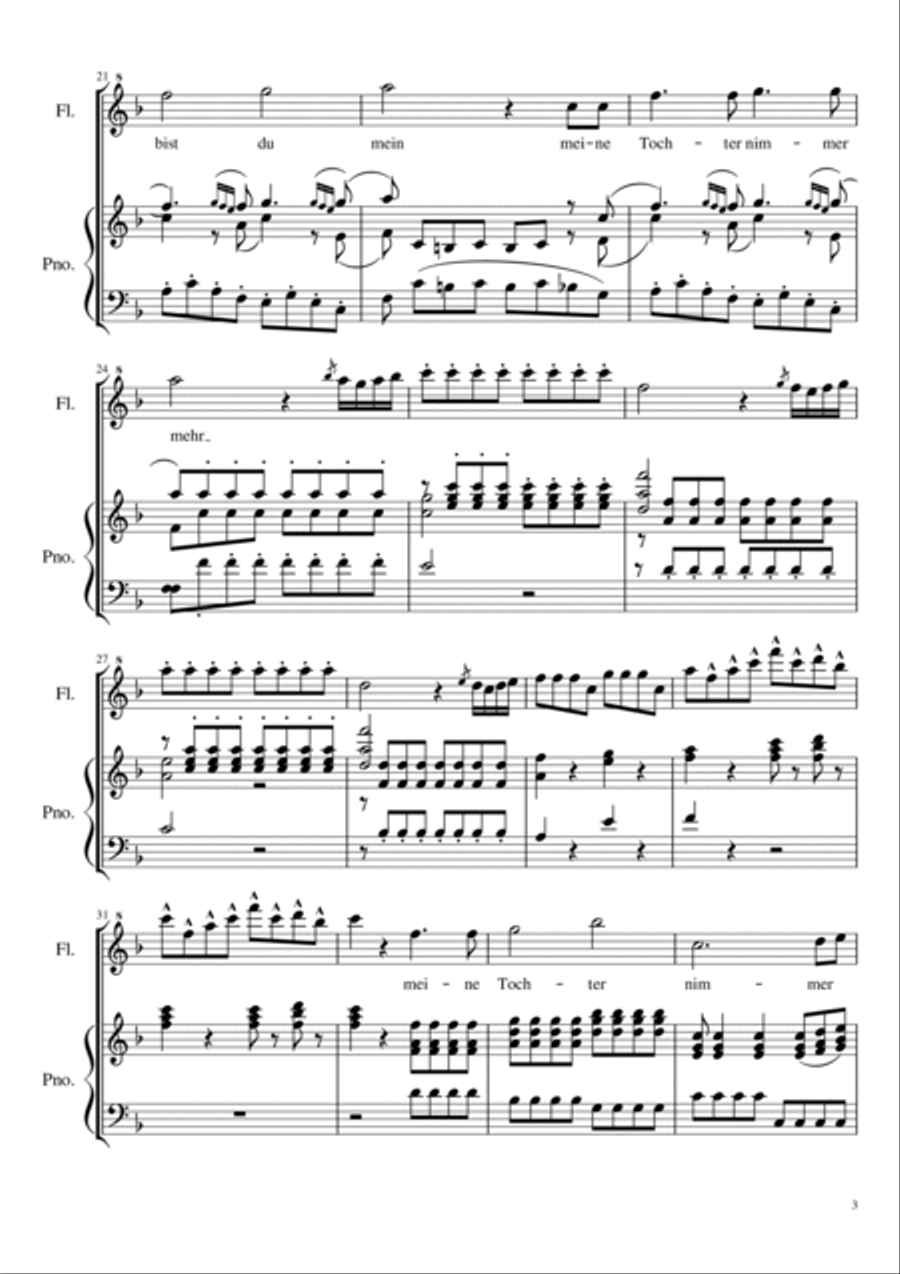 Mozart - Queen of the Night Aria K.620 - La Flauta Magica - For Flute & Piano Flute Solo scores gallery preview page 3