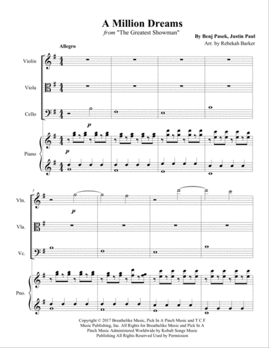 A Million Dreams A Million Dreams Piano Quartet scores gallery preview page 2