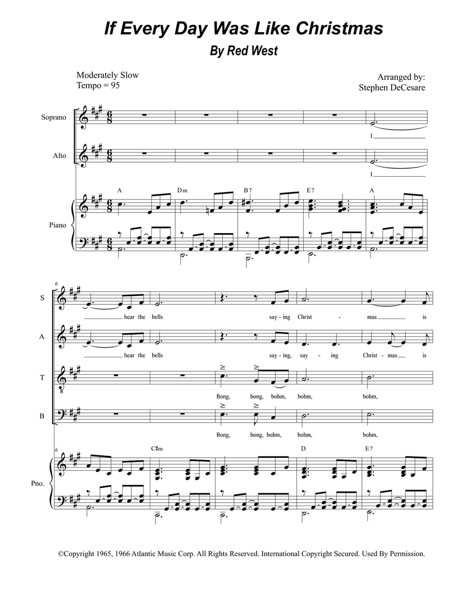 If Every Day Was Like Christmas 4-Part scores gallery preview page 1