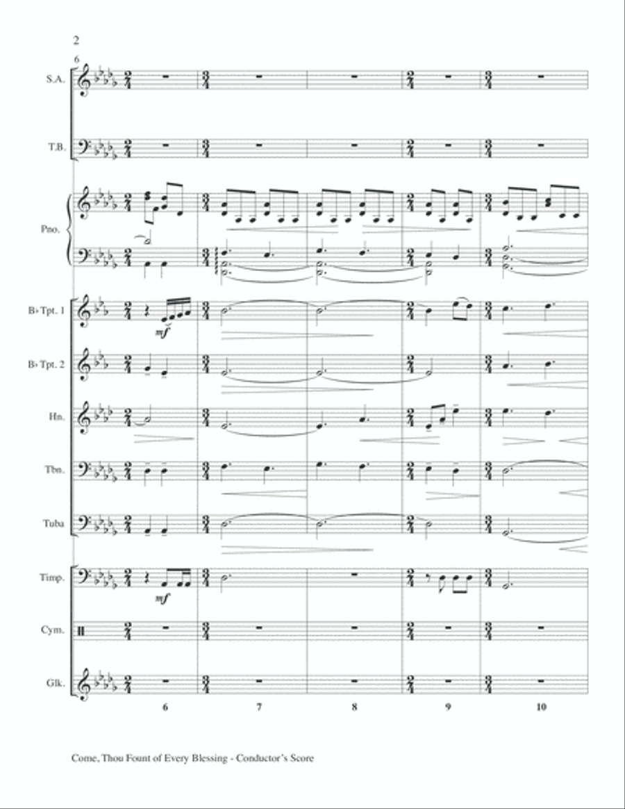 Come, Thou Fount of Every Blessing Horn scores gallery preview page 4