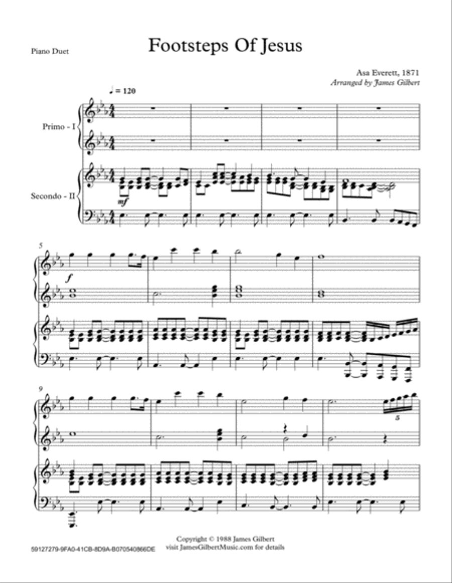 Footsteps Of Jesus Footsteps Of Jesus 1 Piano, 4-Hands scores gallery preview page 1