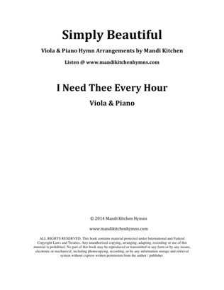 I Need Thee Every Hour Viola & Piano Duet