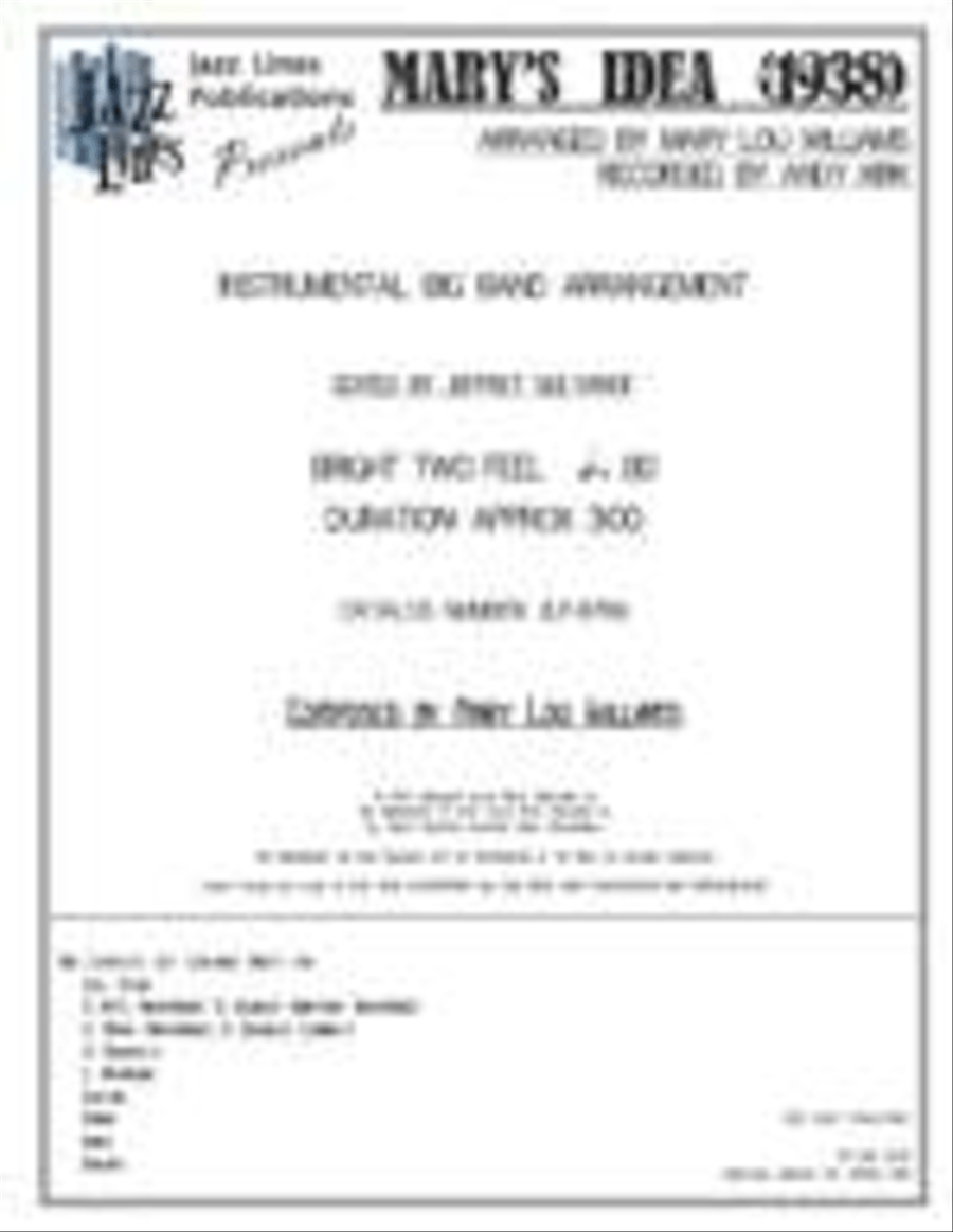 Mary's Idea (1938) Big Band scores gallery preview page 1