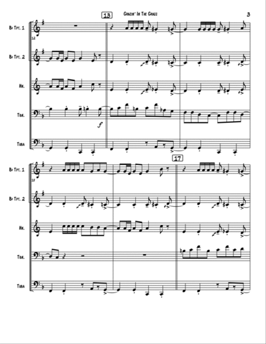 Grazing In The Grass Brass Quintet scores gallery preview page 3