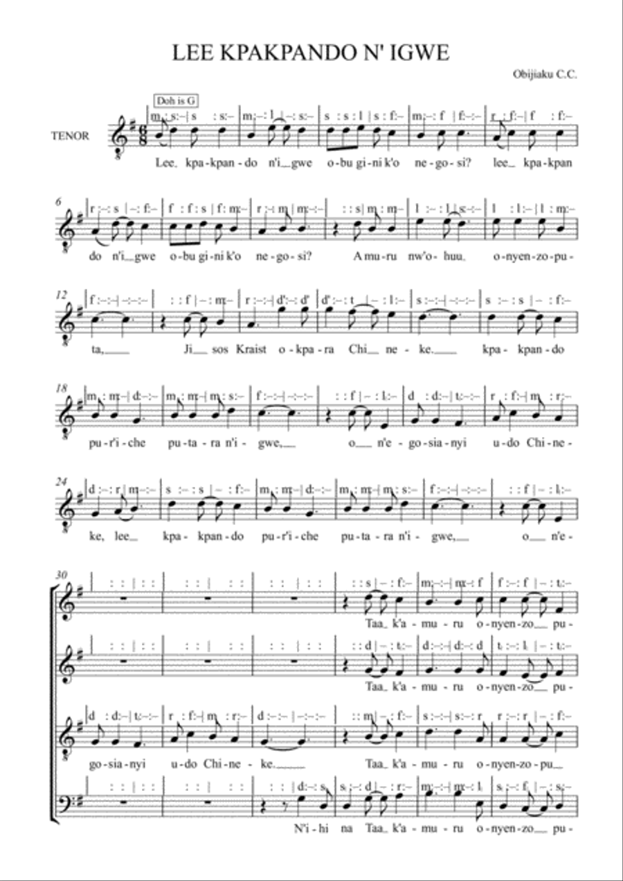 Lee kpakpando Voice Solo scores gallery preview page 1