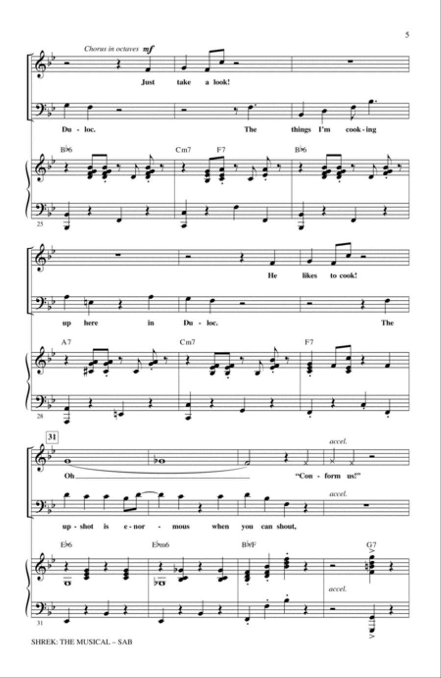 Shrek: The Musical (Choral Medley) 3-Part scores gallery preview page 4