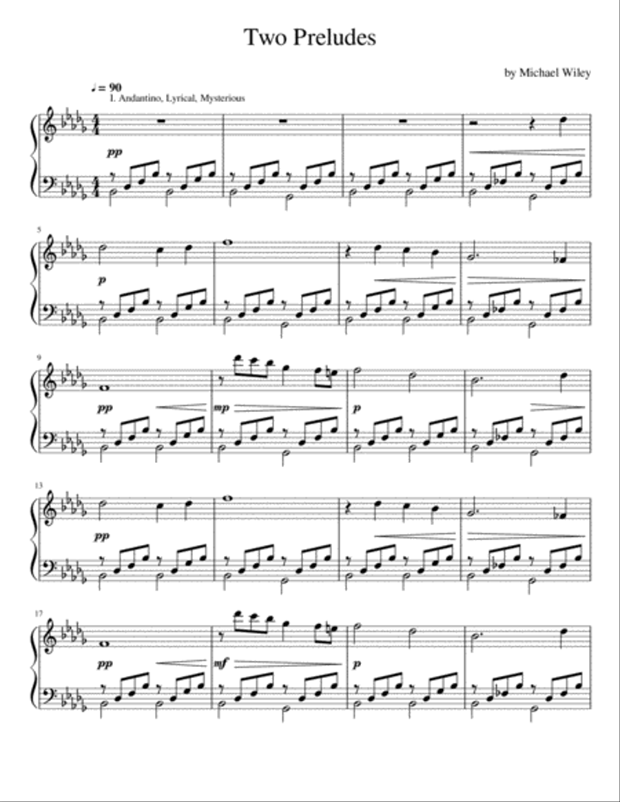 Two Preludes Piano Solo scores gallery preview page 1