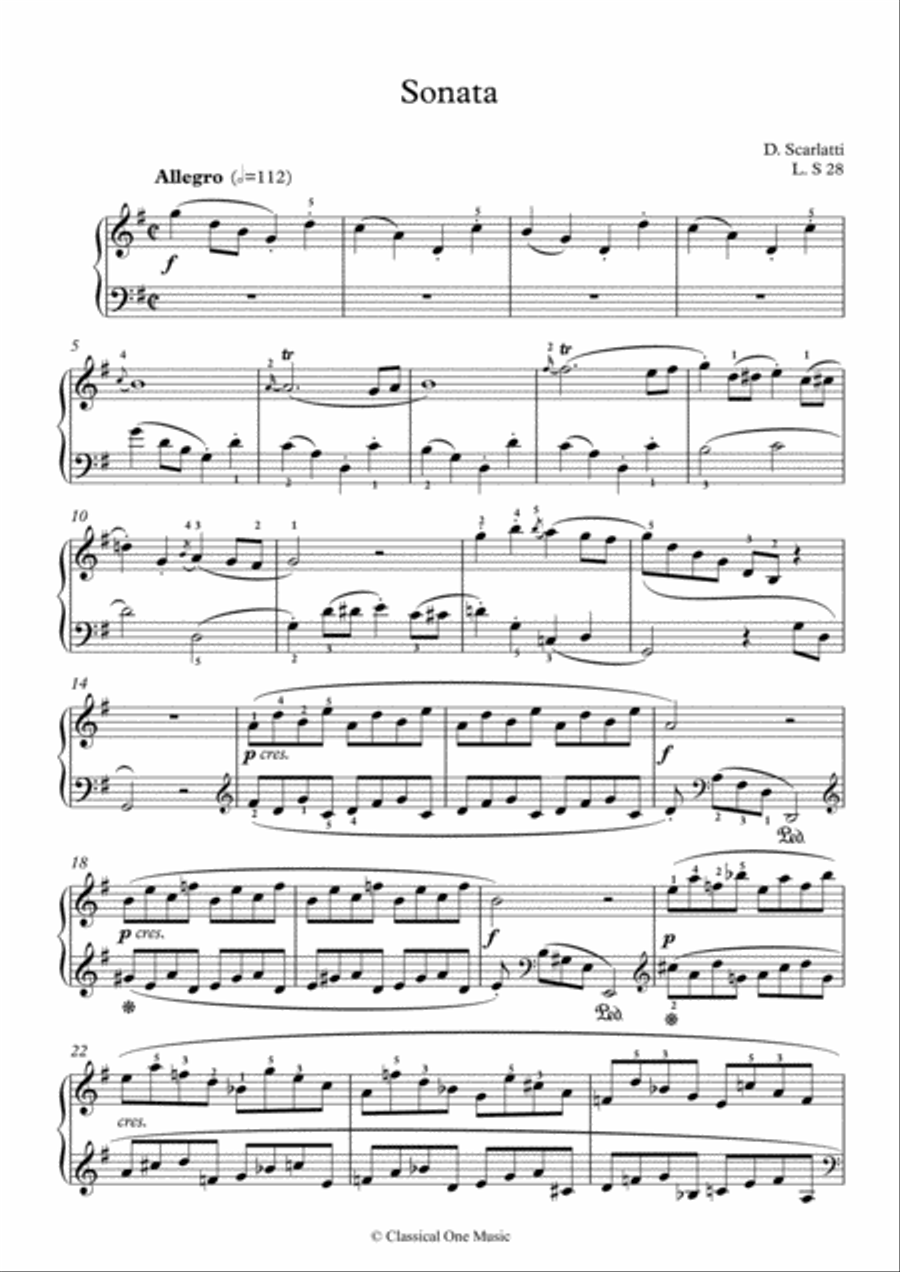 Scarlatti-Sonata in G-Major L.S28 K.513(piano) Piano Solo scores gallery preview page 2