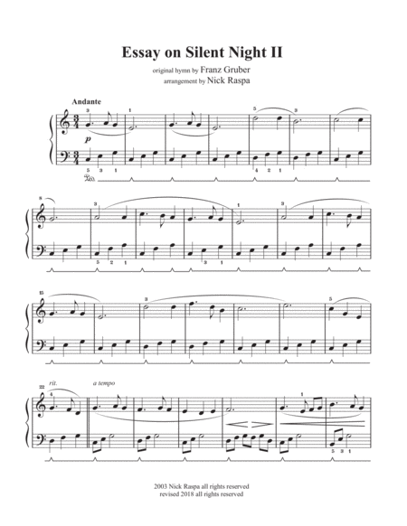 Essay on Silent Night II (elementary piano solo) image number null