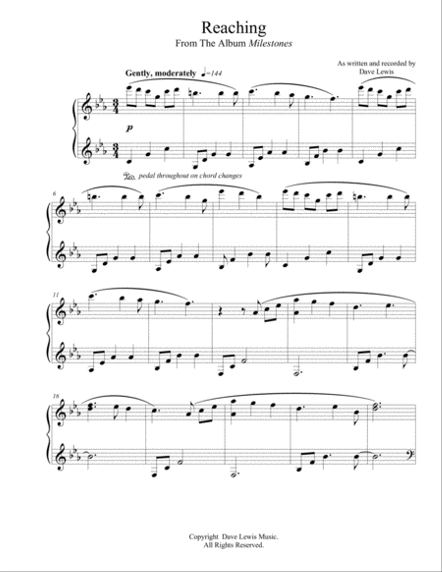 Reaching Reaching Piano Solo scores gallery preview page 1