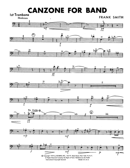 Canzone For Band - 1st Trombone