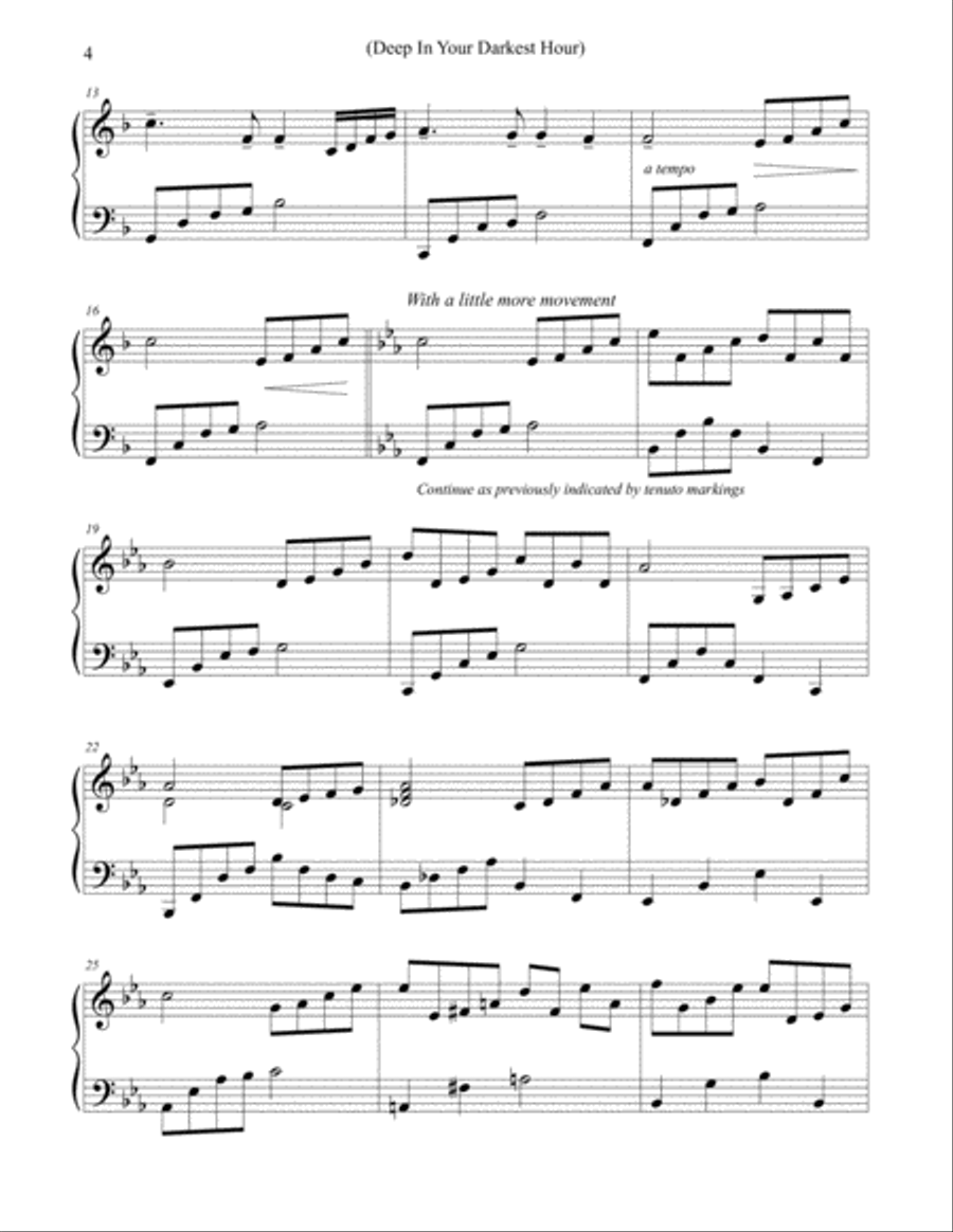 Deep In Your Darkest Hour (May You Find a Light to Shine) Piano Solo scores gallery preview page 2