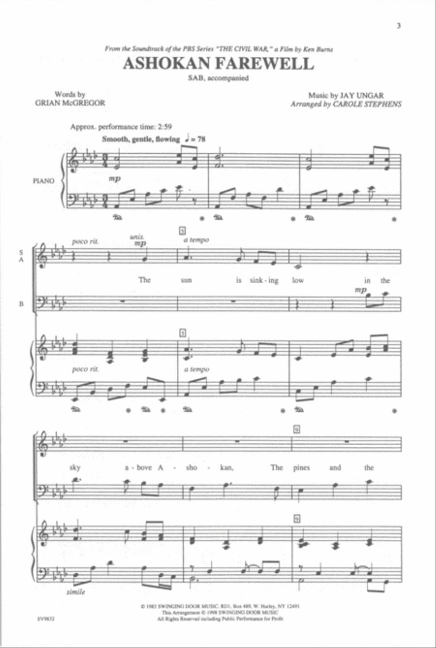 Ashokan Farewell 3-Part scores gallery preview page 2