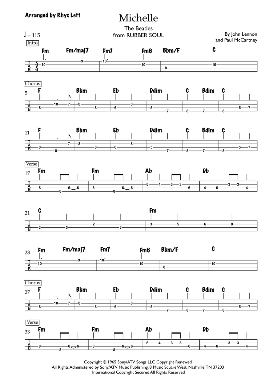 Michelle Michelle Guitar Tablature scores gallery preview page 1