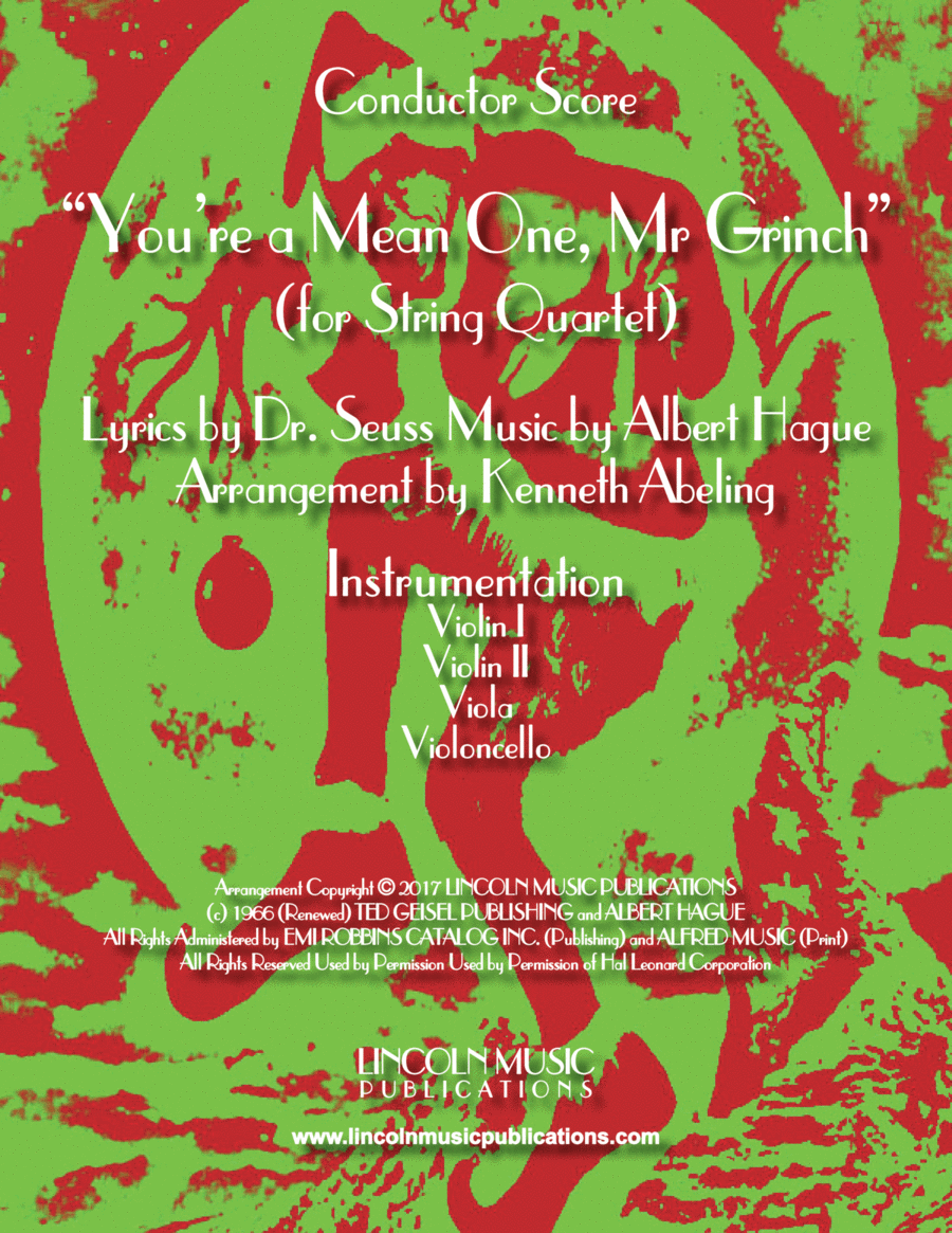 You're A Mean One, Mr. Grinch String Quartet scores gallery preview page 1