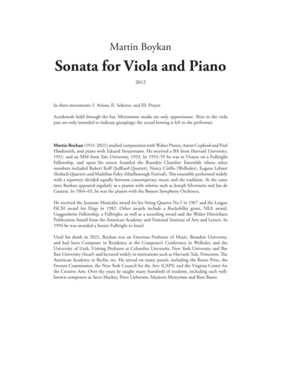 [Boykan] Sonata for Viola and Piano