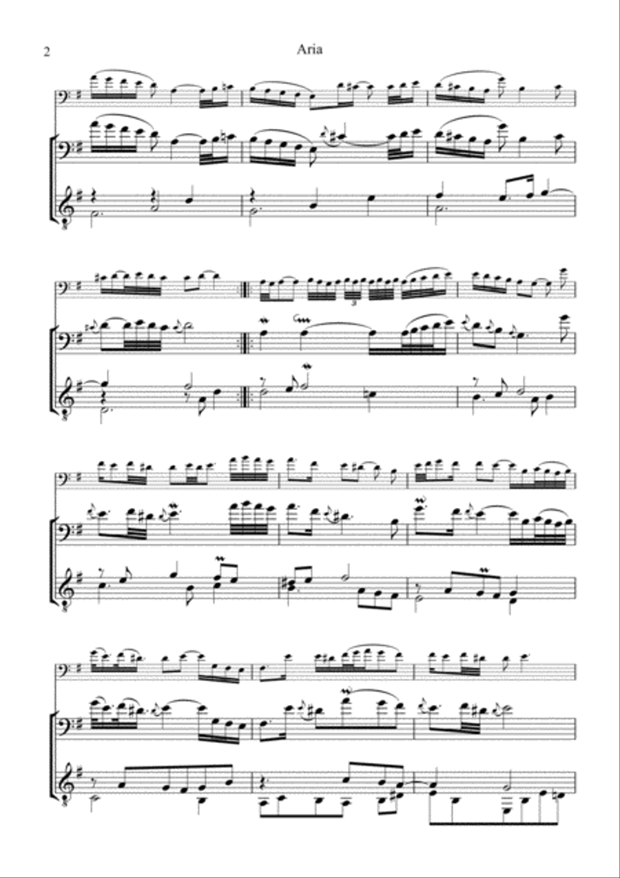 Aria (Goldberg var.) BWV 988, ornamented, for cello and guitar String Duet scores gallery preview page 2
