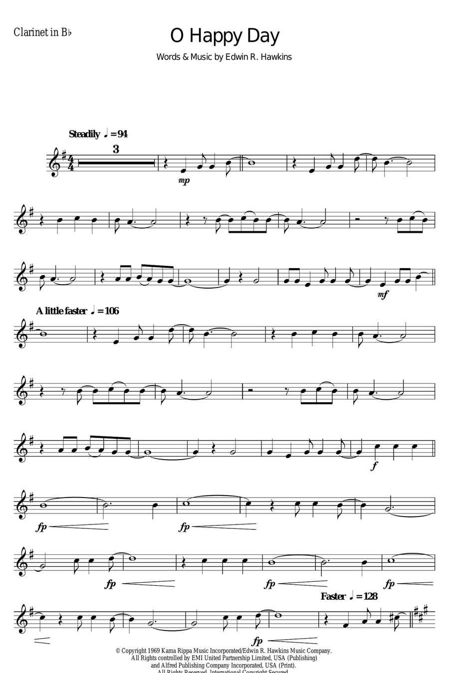 Oh Happy Day Clarinet Solo scores gallery preview page 1