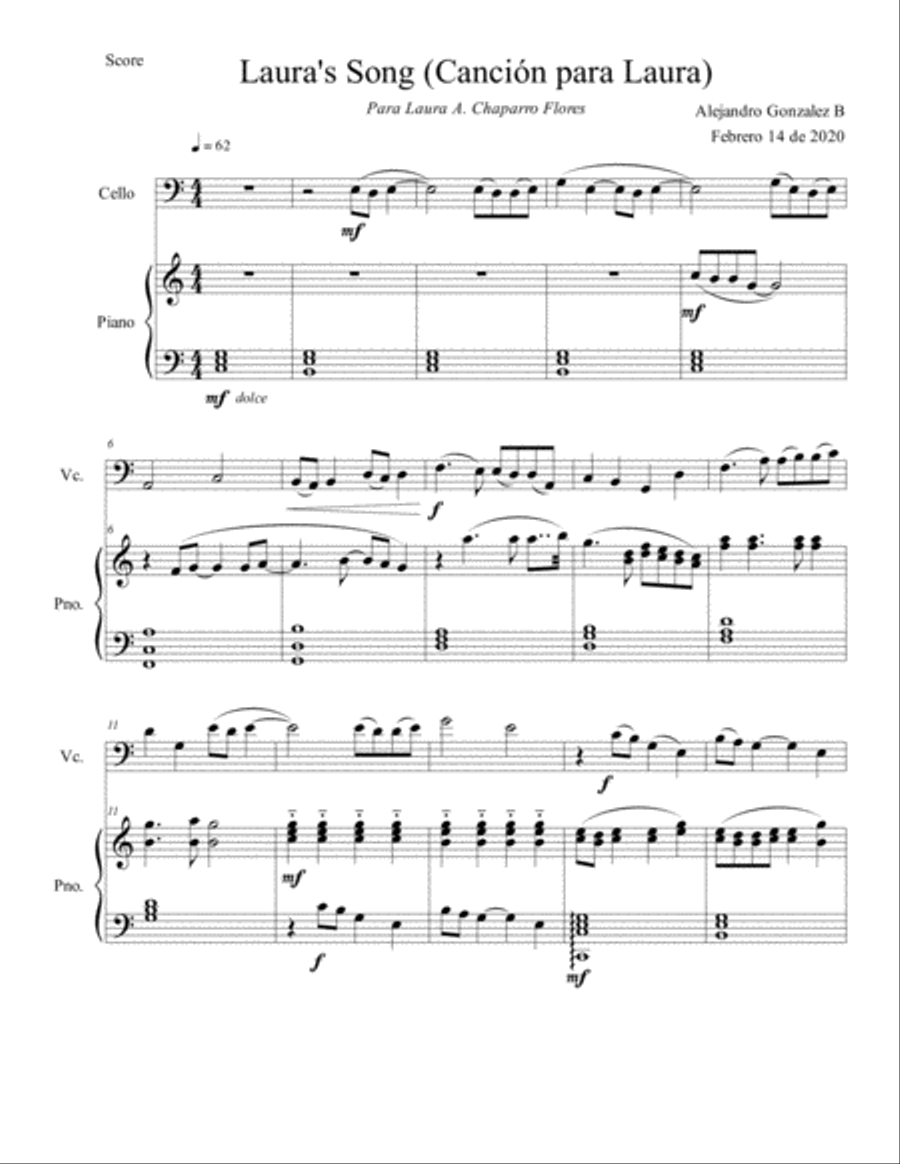 Laura's Song Laura's Song Piano scores gallery preview page 1