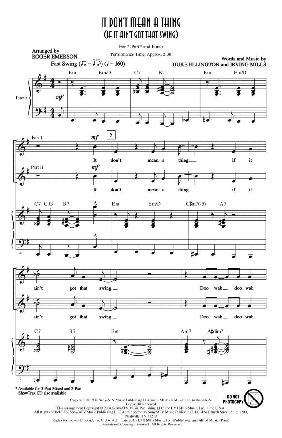 It Don't Mean A Thing (If It Ain't Got That Swing) 2-Part scores gallery preview page 1