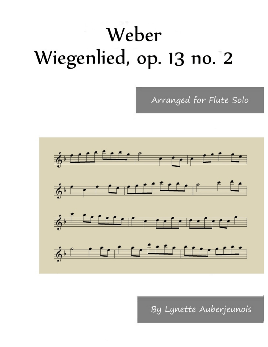 Wiegenlied, op. 13 no. 2 - Flute Solo Chamber Music scores gallery preview page 1