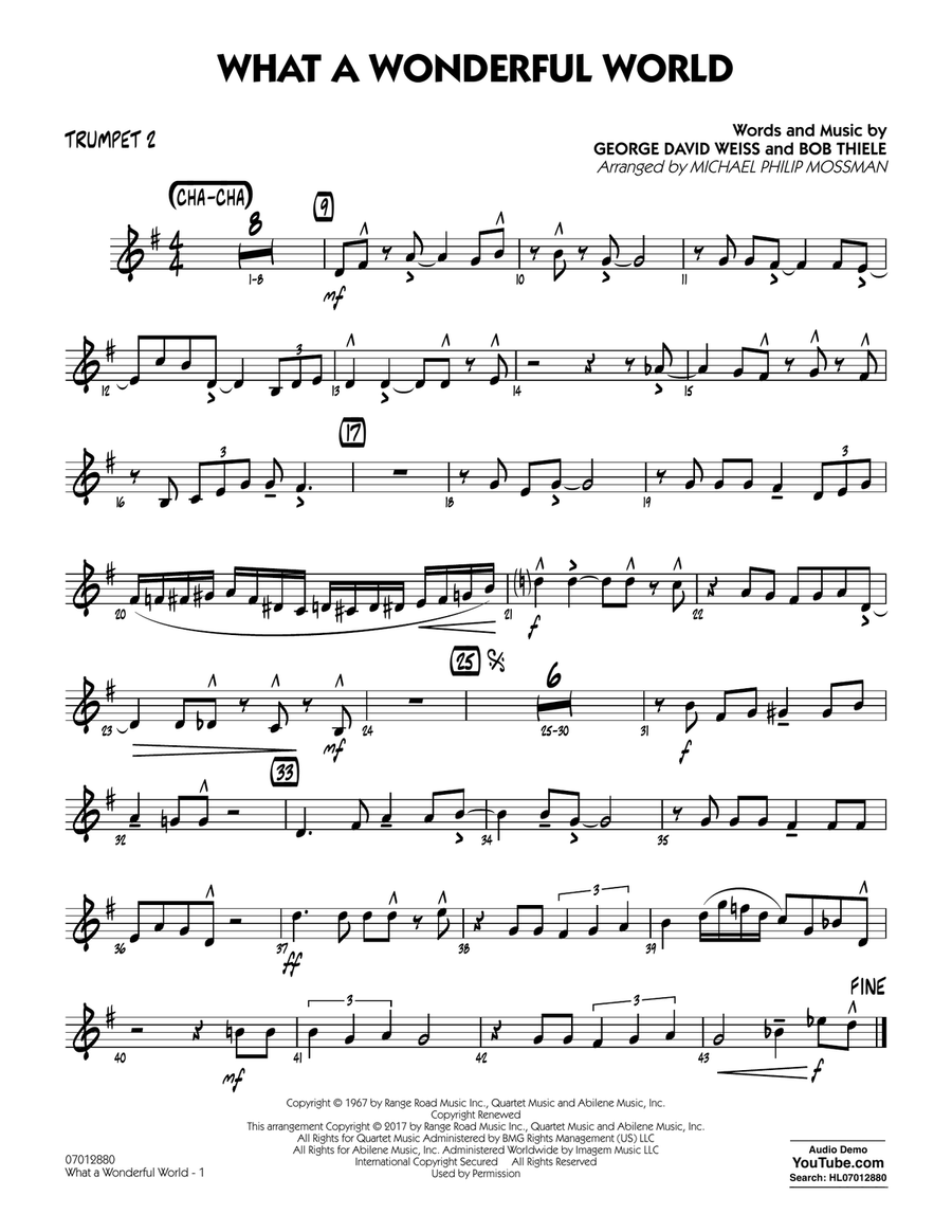 What A Wonderful World Dl - Trumpet 2 Jazz Ensemble scores gallery preview page 1