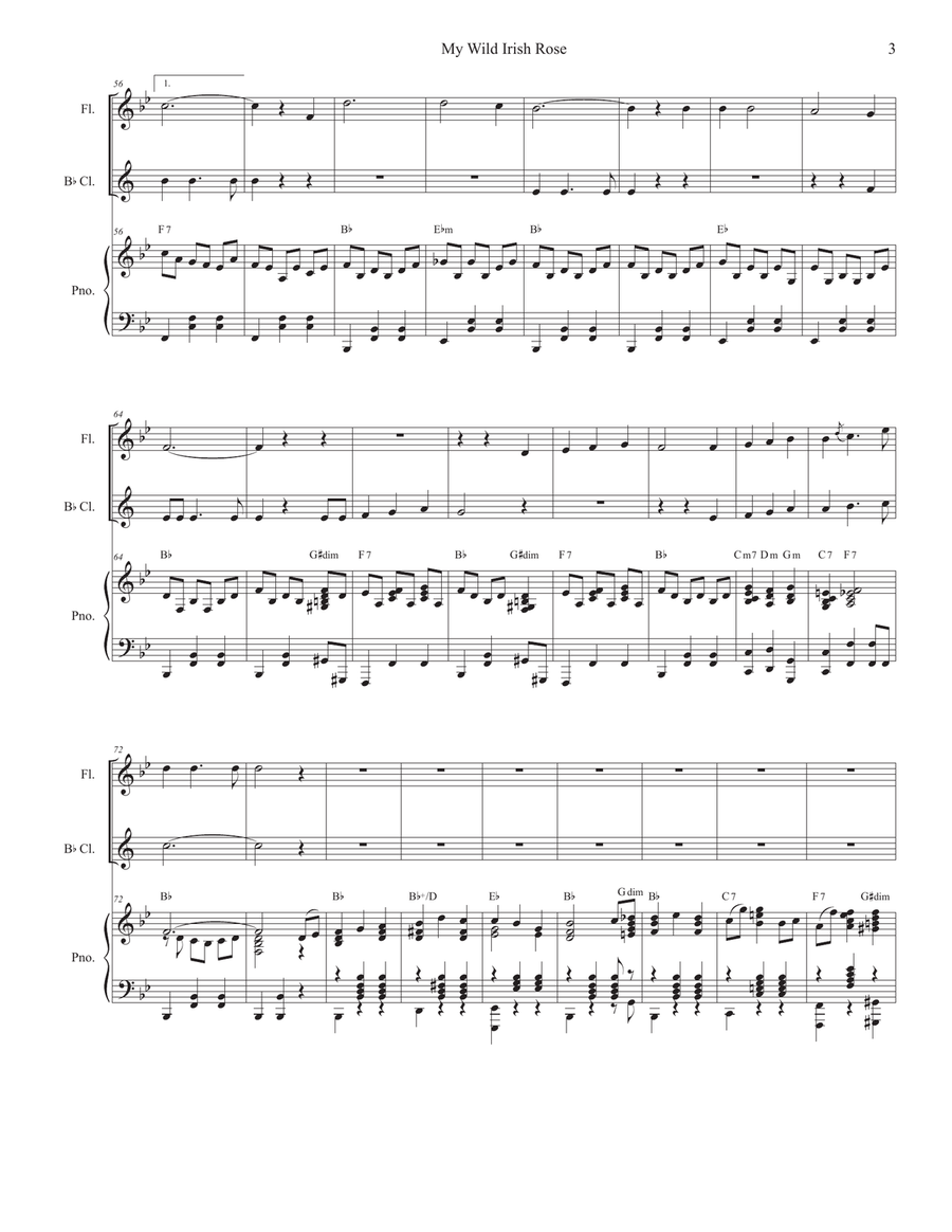 My Wild Irish Rose (Duet for Flute and Bb-Clarinet) Woodwind Duet scores gallery preview page 3
