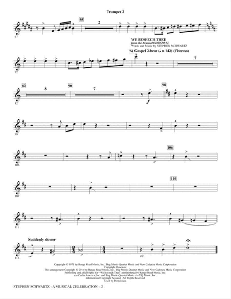 Stephen Schwartz: A Musical Celebration (Medley) - Trumpet 2 Choir scores gallery preview page 2