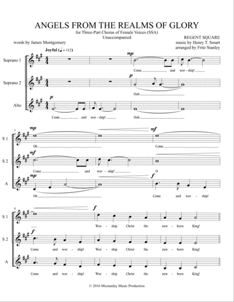 Angels from The Realms of Glory - SSA A Cappella SSA scores gallery preview page 2