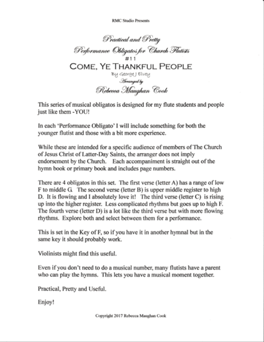 Practical and Pretty: #11 Come, Ye Thankful People - Obligato Small Ensemble scores gallery preview page 2